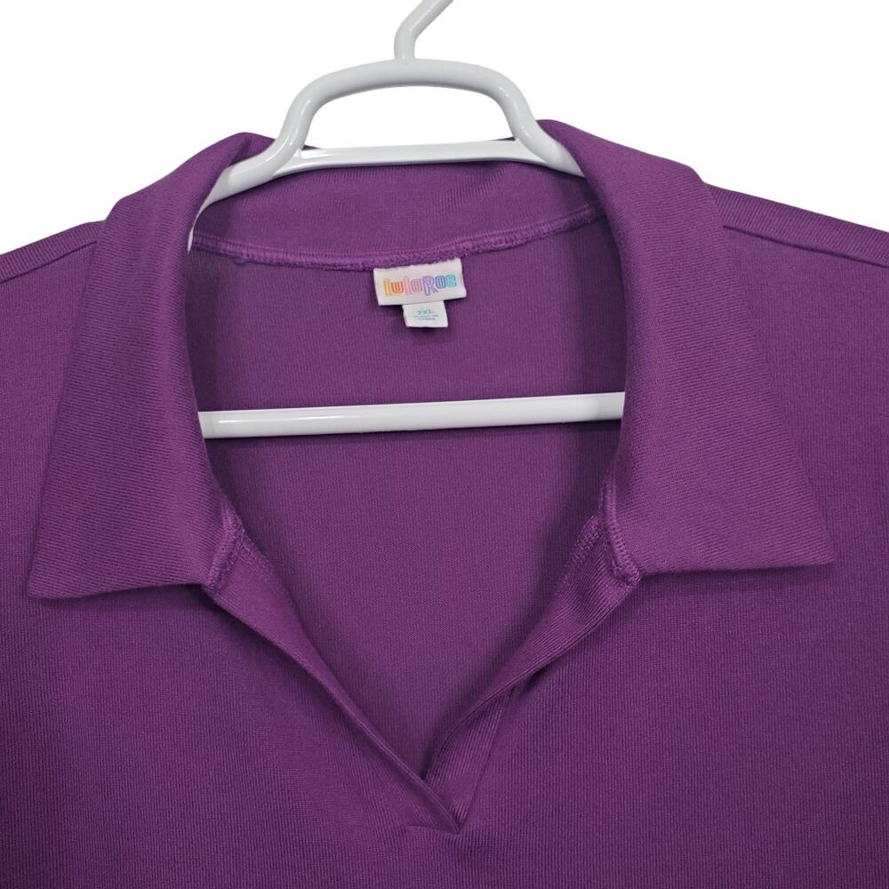 LuLaRoe 2XL Shirt Polo Knit Collared Super Soft Long Sleeve Relaxed Fit Courtney - Picture 4 of 11